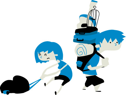 Amaya y Diego con sus maleticas